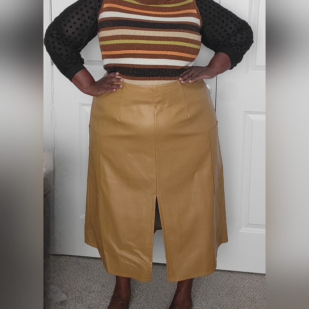 Eloquii Size 22 Tan Leather Skirt